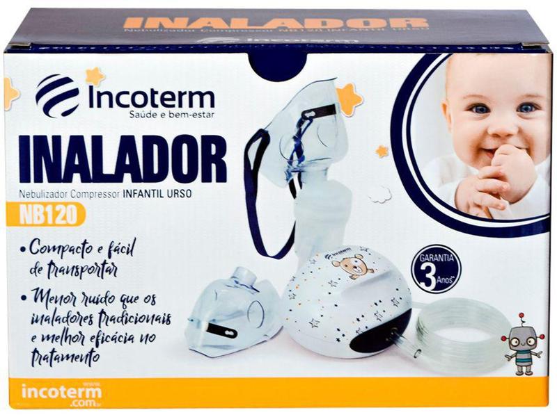 Imagem de Nebulizador/Inalador Portátil Ar Comprimido - Infantil Silencioso Incoterm NB120 Urso