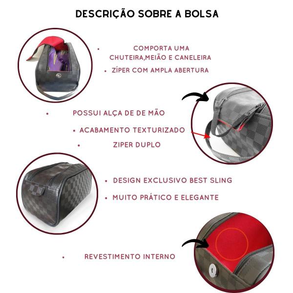 Necessaire Grande Porta Chuteira Alça de Mão Esportes Calçado Tenis Preto Masculina Feminina Futsal Society - Best Sling Imagem de Necessaire Grande Porta Chuteira Alça de Mão Esportes Calçado Tenis Preto Masculina Feminina Futsal Society