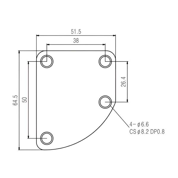 Imagem de Neck Plate Dourado Assimétrico Curvo Para Guitarra e Baixo 4 Parafusos