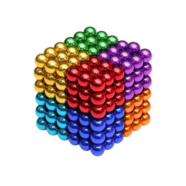 Imagem de Neocube 8 Cores Colorido Magnético Imã Neodímio Bolinhas Com Latinha Para Guardar