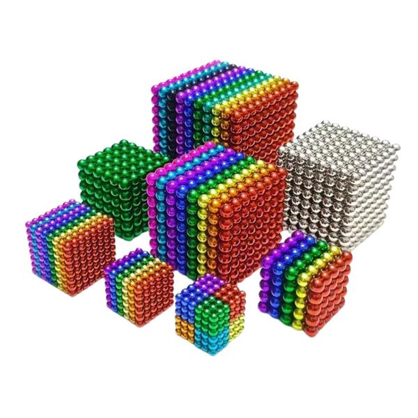 Imagem de Neocube 8 Cores Colorido Magnético Imã Neodímio Bolinhas Com Latinha Para Guardar