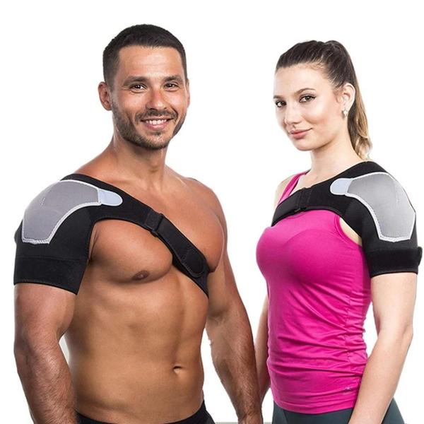 Imagem de Neoprene Ajustável Ombro Suporte Cinta Almofada Cinto Envoltório Esporte Recuperação Mangas De