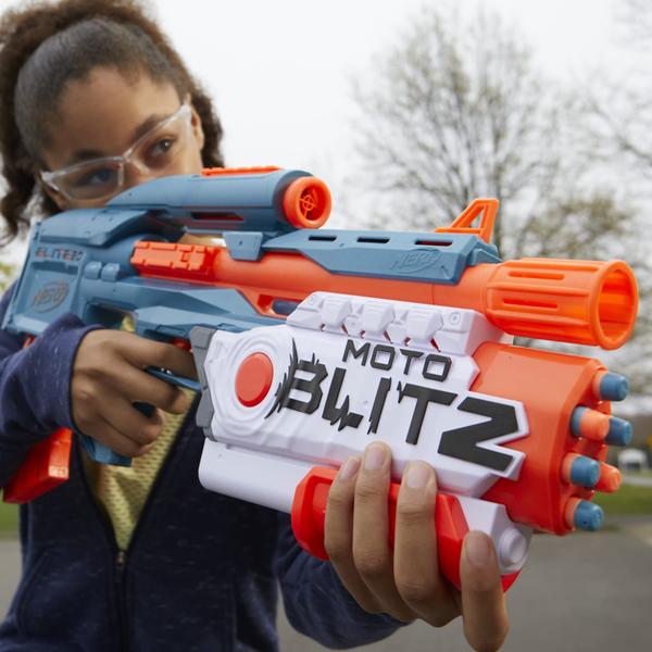 Imagem de NERF Elite 2.0 Motoblitz Blaster com escopo, motorizado 10-Dardos Blasting, Airblitz 6 Dardos, 22 Dardos, Brinquedos Ao Ar Livre para Meninos e Meninas de 8 Anos