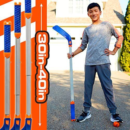 Imagem de NERF FLEXPLAY Kids Hockey Stick and Ball Set - Indoor &amp Outdoor Street Hockey Set - Ajustável Height Stick - Street Hockey Ball Incluído