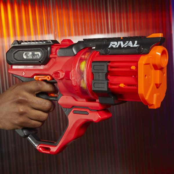 Imagem de Nerf Rival Roundhouse XX-1500 Red Blaster - Câmara Giratória Clara Carrega Rodadas em Barril - 5 Revistas Integradas, 15 Rodadas Rivais Nerf