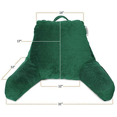 Imagem de Nestl Reading Pillow Standard Bed Pillow, Back Pillow for Sitting in Bed Shreddd Memory Espuma Chair Pillow, Reading & Bed Rest Pillows Dark Green Back Pillow for Bed, Bed Chair Arm Pillow with Pockets