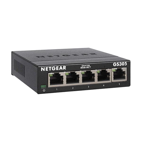 Imagem de Netgear 5 portas Gigabit Ethernet Unmanaged Switch (GS305) - Home Network Hub, Office Ethernet Splitter, Plug-and-Play, Fanless Metal Housing, Desktop ou Wall Mount