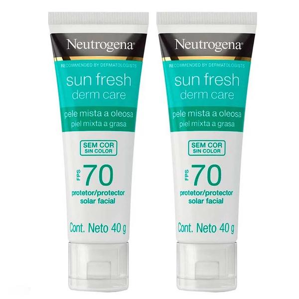 Neutrogena Protetor Solar Facial Sun Fresh Derm Care FPS70 40g Kit - 2 unidades