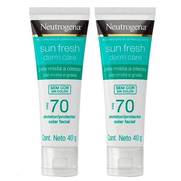 Neutrogena Protetor Solar Facial Sun Fresh Derm Care FPS70 40g Kit - 2 unidades Neutrogena Protetor Solar Facial Sun Fresh Derm Care FPS70 40g Kit - 2 unidades