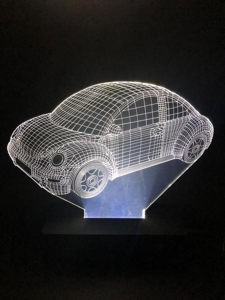 Imagem de New Beatle, Luminária Led 3d, Carro, Decoração, 16 Cores controle remoto