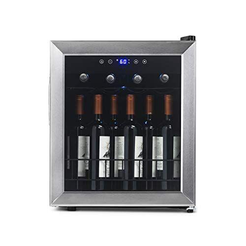 Imagem de NewAir Refrigerador de vinho compacto  16  Capacidade da garrafa Adega de Vinho de Bancada Autônoma / Integrada em Aço Inoxidável com Porta de Vidro Protegida por UV NWC016SS00