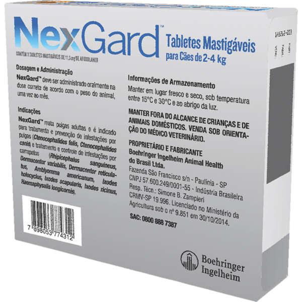 Imagem de NexGard 11,3 mg para Cães de 2 a 4 Kg - 3 Tabletes