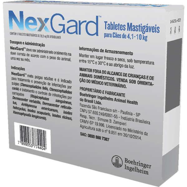 Imagem de NexGard 28,3 mg para Cães de 4,1 a 10 Kg - 3 Tabletes