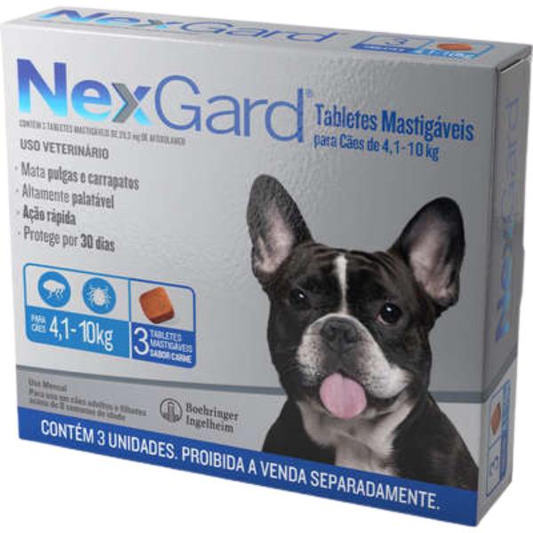 Imagem de Nexgard Antipulgas E Carrapatos 4 A 10kg Com 3 Comprimidos