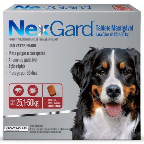 Nexgard Cães 25 a 50 kg Cx 3 comprimidos - Merial Imagem de Nexgard Cães 25 a 50 kg Cx 3 comprimidos - Merial