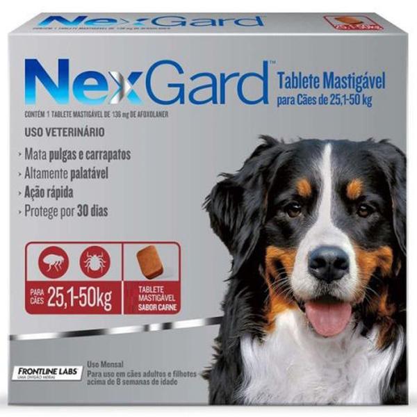 Nexgard Cães 25 a 50 kg Cx 3 comprimidos - Merial Imagem de Nexgard Cães 25 a 50 kg Cx 3 comprimidos - Merial