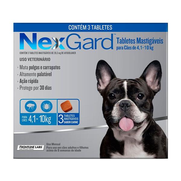 Imagem de NexGard Contra Pulgas e Carrapatos para Cães de 4,1 a 10kg 3 Tabletes Mastigáveis