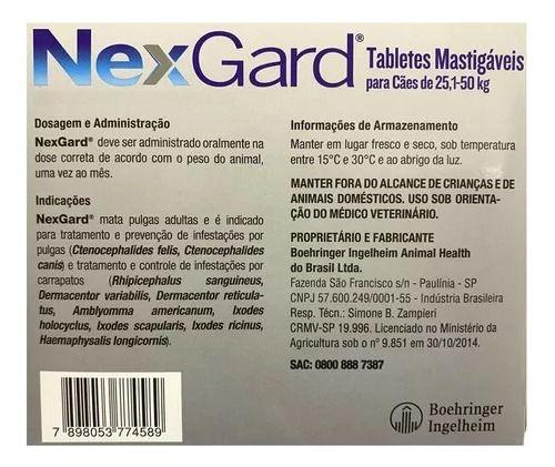 Imagem de Nexgard Para Cães De 25 Á 50 Kg 3 Cp Antipulgas E Carrapatos