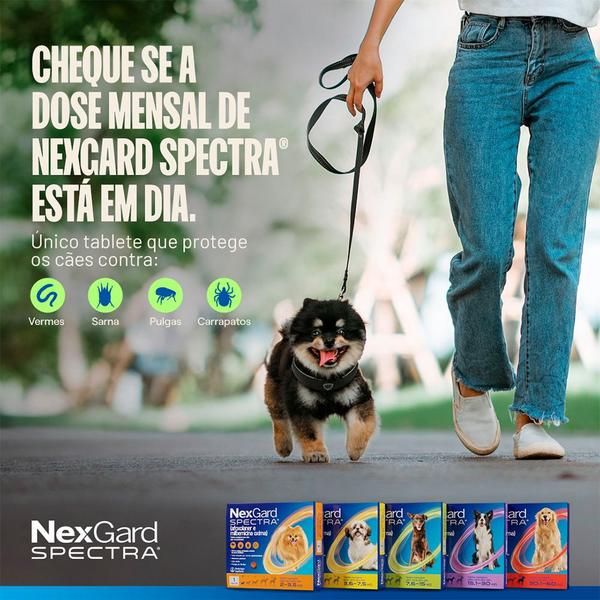 Imagem de NexGard Spectra Antipulgas e Vermífugo Cães 15,1 kg a 30 kg G - 3 Tabletes