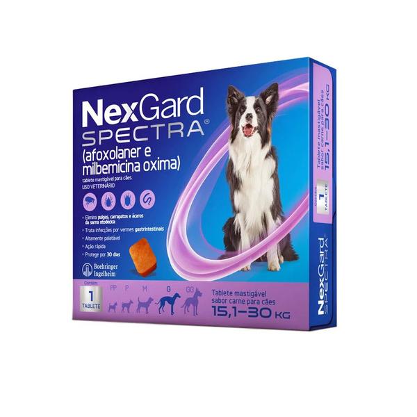 Imagem de Nexgard Spectra Antipulgas e Vermífugo para Cães de 15,1 a 30kg - 1 Comprimido