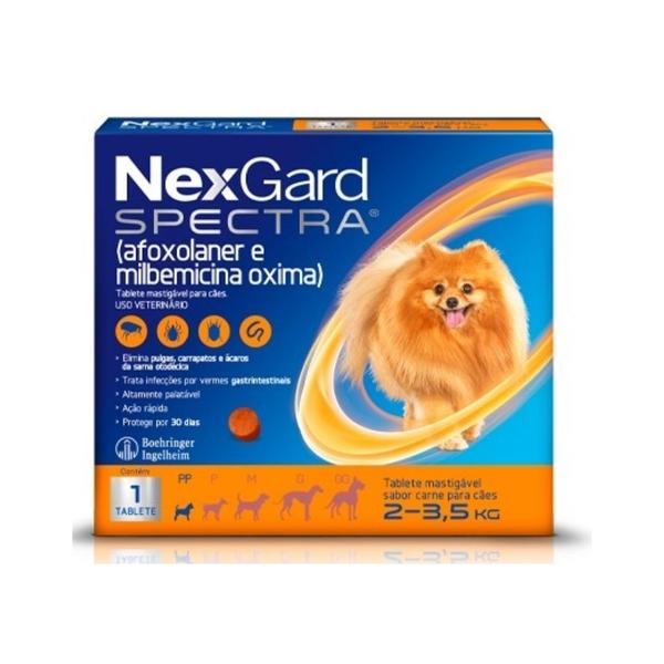 Imagem de Nexgard Spectra Cães 2 a 3,5kg 1 Comprimido Antipulga Carrapato Vermifugo