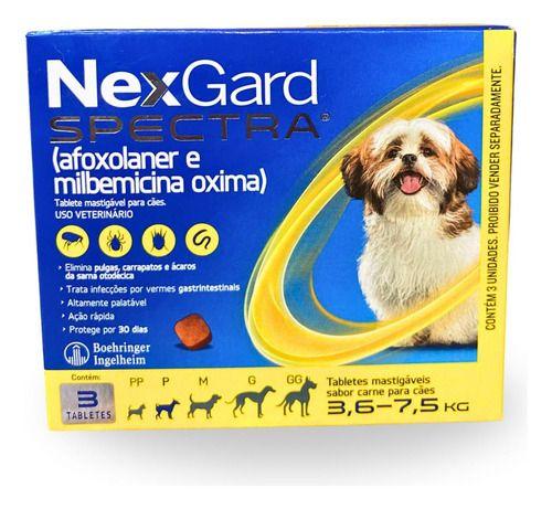 Imagem de Nexgard Spectra Para Cães De 3,6 A 7,5kg - 3 Tabletes Cor Amarelo