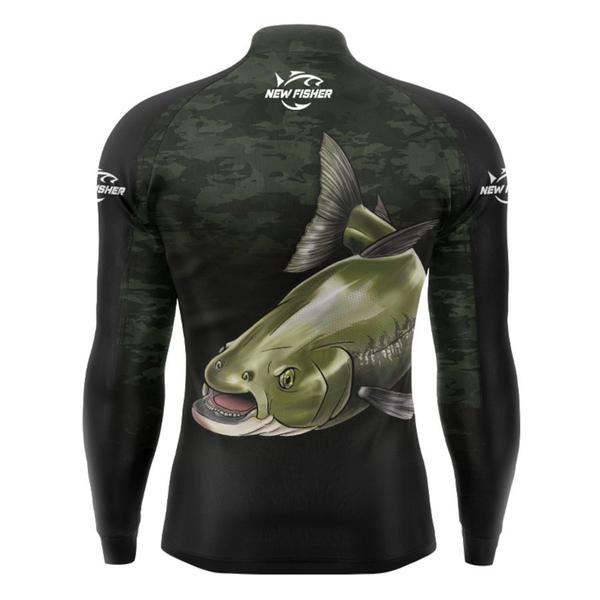 Imagem de NF10M - Camisa Camiseta Blusa de Pesca Masculina New Fisher Tambaqui - com proteção UV