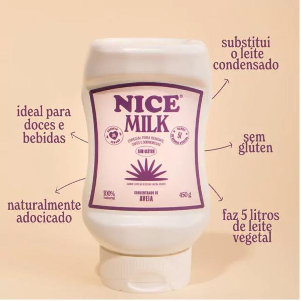 Imagem de Nice Milk Leite Vegetal de Aveia Concentrado Sem Glúten 450g Rende 5L