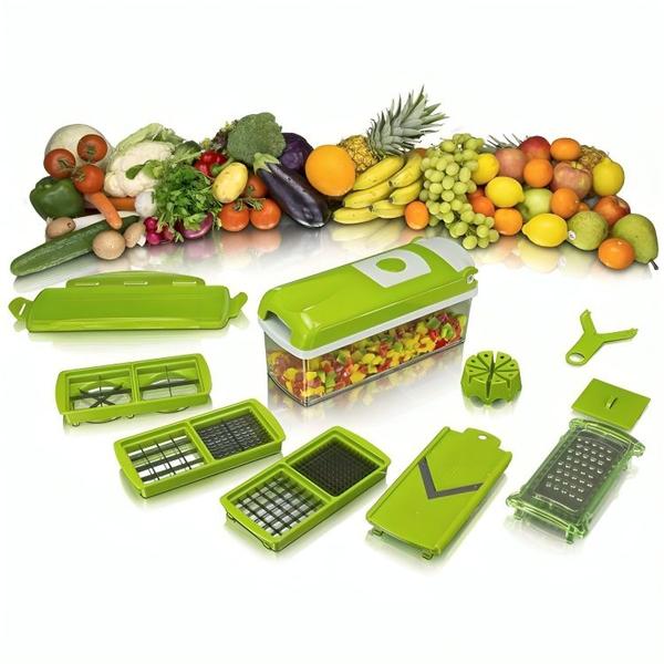 Imagem de Nicer Fatiador De Alimentos Picador Multi Uso 11 em 1 Para Frutas Legumes e Verduras Kit Cortador