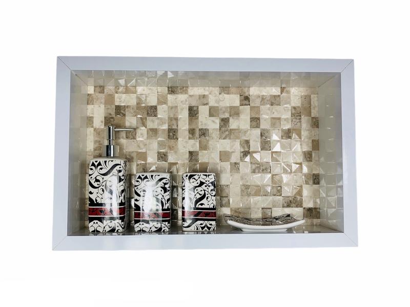 Nicho Banheiro Porcelanato box 30x50x11 Borda De Alumínio. - Belo Nicho Imagem de Nicho Banheiro Porcelanato box 30x50x11 Borda De Alumínio.