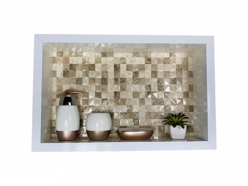 Nicho Banheiro Porcelanato box 30x50x11 Borda De Alumínio. - Belo Nicho Imagem de Nicho Banheiro Porcelanato box 30x50x11 Borda De Alumínio.