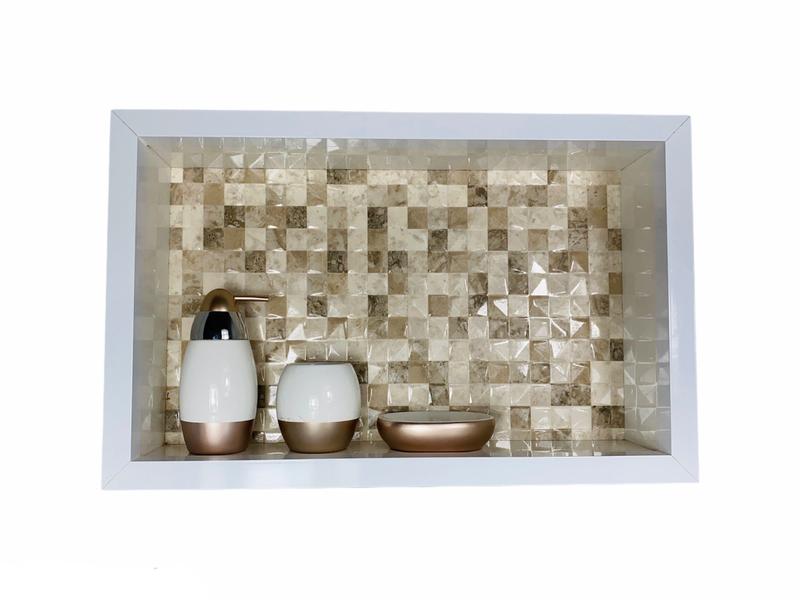 Nicho Banheiro Porcelanato box 30x50x11 Borda De Alumínio. - Belo Nicho Imagem de Nicho Banheiro Porcelanato box 30x50x11 Borda De Alumínio.