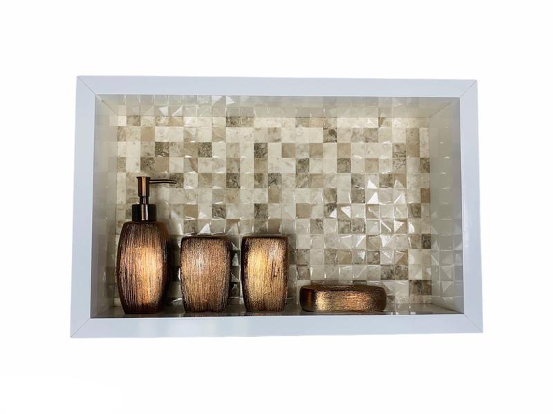 Nicho Banheiro Porcelanato box 30x50x11 Borda De Alumínio. - Belo Nicho Imagem de Nicho Banheiro Porcelanato box 30x50x11 Borda De Alumínio.