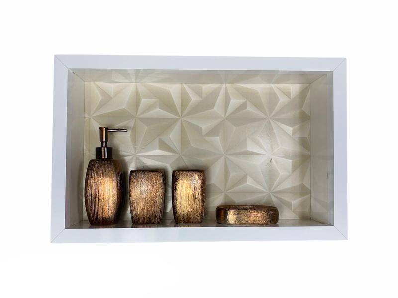 Nicho Banheiro Porcelanato box 30x50x11 Borda De Alumínio. - Belo Nicho Imagem de Nicho Banheiro Porcelanato box 30x50x11 Borda De Alumínio.
