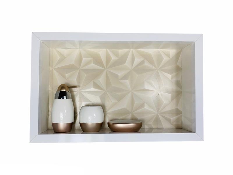 Nicho Banheiro Porcelanato box 30x50x11 Borda De Alumínio. - Belo Nicho Imagem de Nicho Banheiro Porcelanato box 30x50x11 Borda De Alumínio.