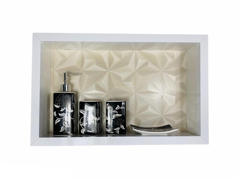 Nicho Banheiro Porcelanato box 30x50x11 Borda De Alumínio. - Belo Nicho Imagem de Nicho Banheiro Porcelanato box 30x50x11 Borda De Alumínio.