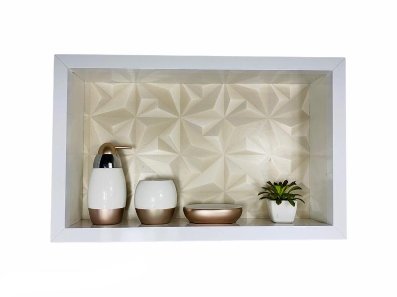 Nicho Banheiro Porcelanato box 30x50x11 Borda De Alumínio. - Belo Nicho Imagem de Nicho Banheiro Porcelanato box 30x50x11 Borda De Alumínio.
