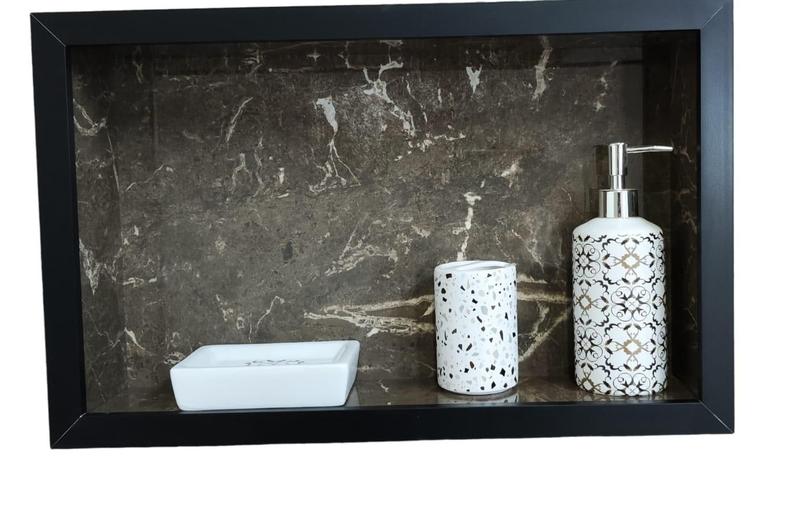 Imagem de Nicho Banheiro Porcelanato/Cerâmica box 30x50x11 Borda De Alumínio.