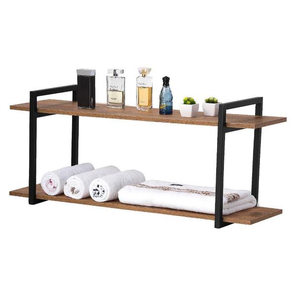 Nicho Banheiro Preto Com Prateleiras Amadeirado 80Cm - Metalcromo Imagem de Nicho Banheiro Preto Com Prateleiras Amadeirado 80Cm