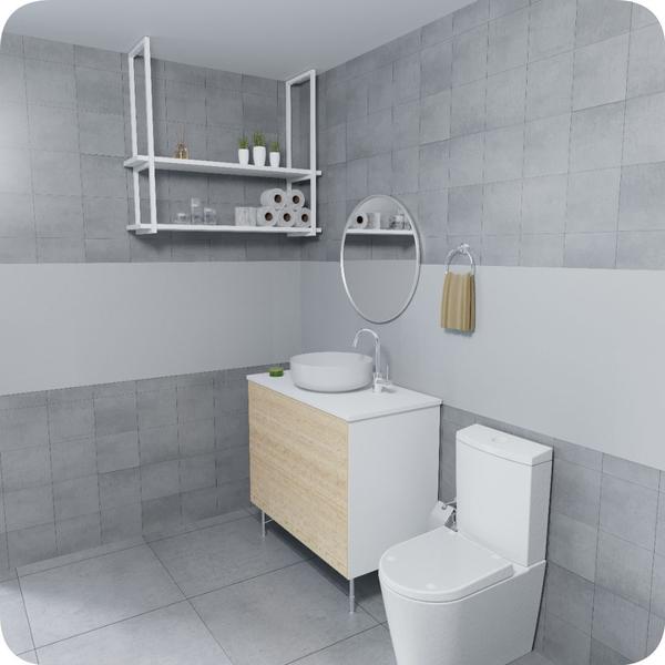 Nicho Branco Prateleira Suspensa Teto Banheiro Branca 60cm - MetalCromo Imagem de Nicho Branco Prateleira Suspensa Teto Banheiro Branca 60cm