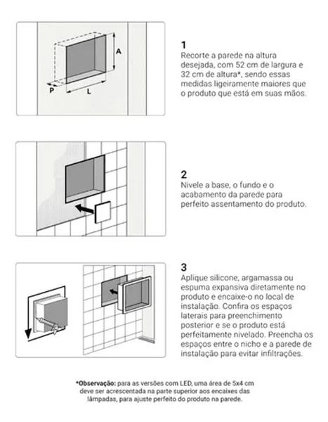 Imagem de Nicho De Embutir de Mármore Sintético 30x50cm Bege Com LED.