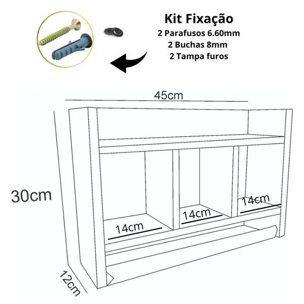 Imagem de Nicho De Parede Para Banheiro Porta Toalha Em Mdf Branco F031