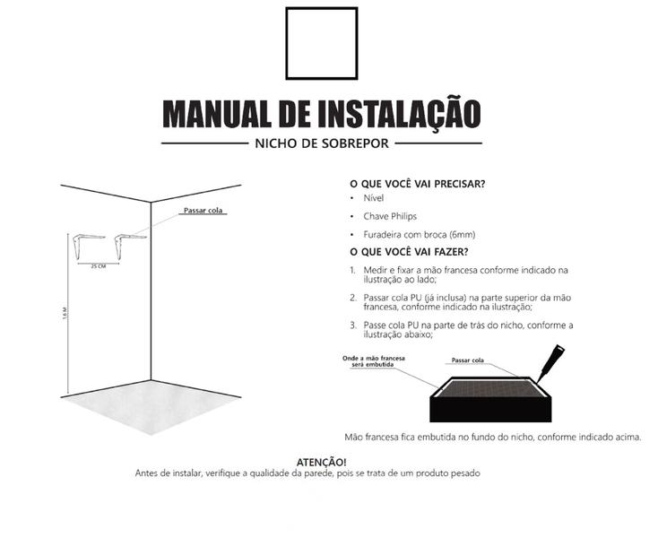 Nicho de Sobrepor 56x36 cm em Porcelanato para Banheiro Acompanha kit de Instalação - PHZfreeshop Imagem de Nicho de Sobrepor 56x36 cm em Porcelanato para Banheiro Acompanha kit de Instalação