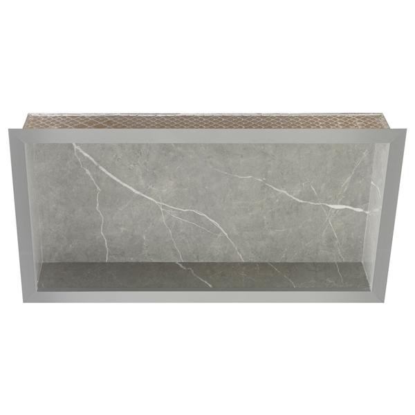 Nicho Em Porcelanato Para Banheiro E Nicho com Prateleira De Vidro - Kit com 2 peças (Cinza) - Oeste Home Imagem de Nicho Em Porcelanato Para Banheiro E Nicho com Prateleira De Vidro - Kit com 2 peças (Cinza)