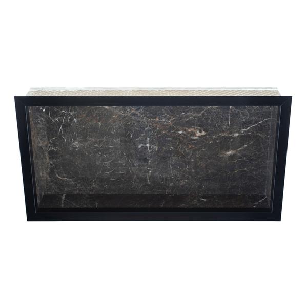 Nicho Em Porcelanato Para Banheiro E Nicho com Prateleira De Vidro - Kit com 2 Peças (Preto) - Oeste Home Imagem de Nicho Em Porcelanato Para Banheiro E Nicho com Prateleira De Vidro - Kit com 2 Peças (Preto)