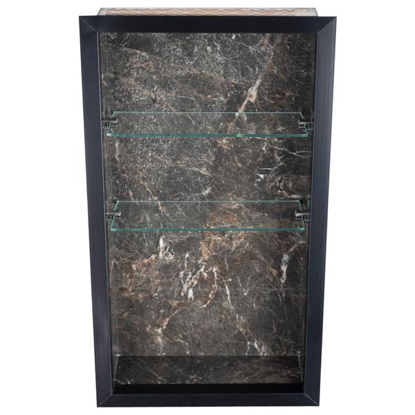 Nicho Em Porcelanato Para Banheiro E Nicho com Prateleira De Vidro - Kit com 2 Peças (Preto) - Oeste Home Imagem de Nicho Em Porcelanato Para Banheiro E Nicho com Prateleira De Vidro - Kit com 2 Peças (Preto)