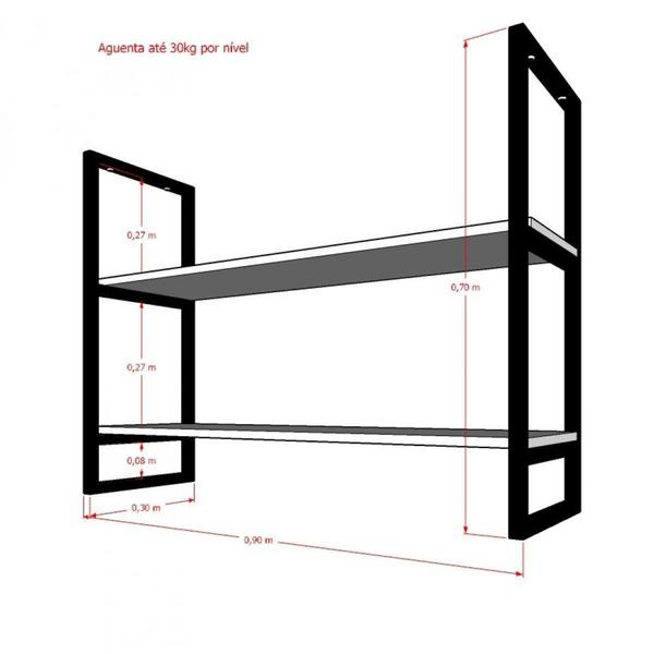 Imagem de Nicho Industrial Cozinha Prateleira Suspensa MDF Suporte Industrial