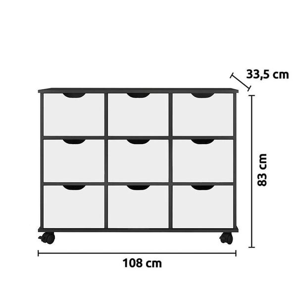 Imagem de Nicho Organizador Com Rodízios Toys 9 Gavetas Q01 Preto/branco - Mpozenato