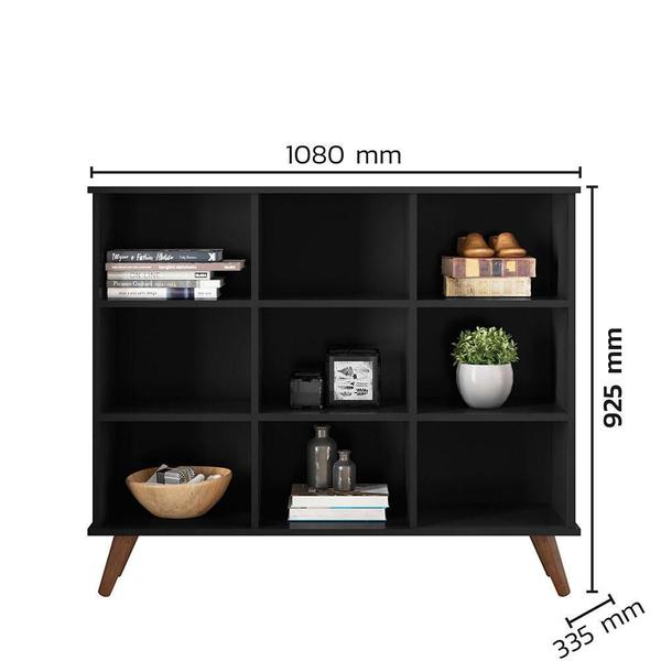 Nicho Organizador Retro 108 x 92,5cm Preto - Qmovi Imagem de Nicho Organizador Retro 108 x 92,5cm Preto - Qmovi