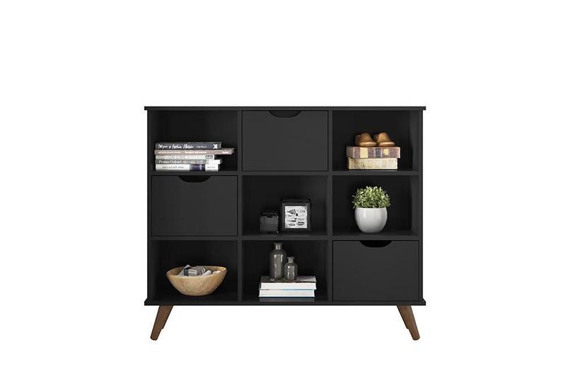 Imagem de Nicho Organizador Retro Preto com 3 Gavetas Pretas 108 x 92,5cm - FdECOR